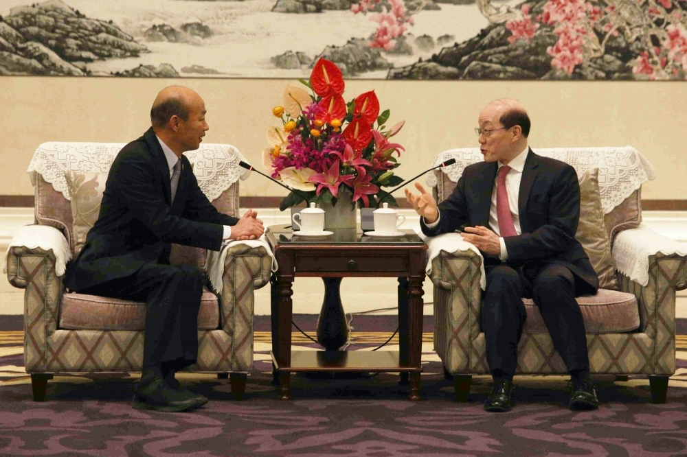 韓國瑜25日會晤國台辦主任劉結一，並強調他「支持九二共識」。（高雄市政府提供）
