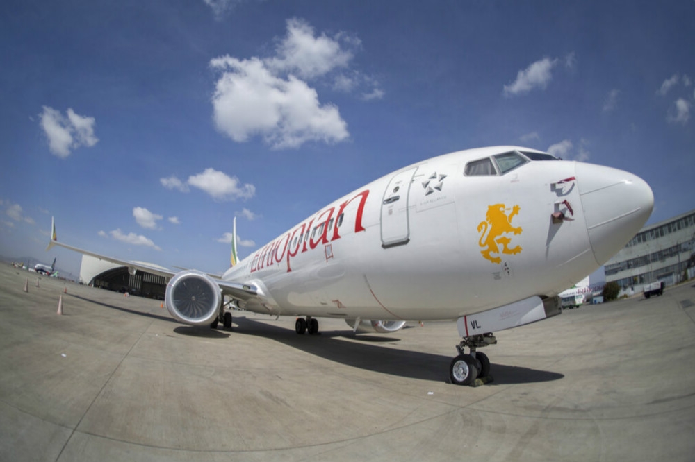 衣索比亞航空禁飛的波音737 MAX8客機。（美聯社）