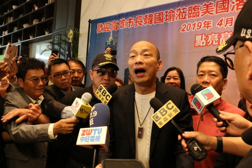 韓國瑜正值訪美行程，13日受訪強調「韓流」就是要提醒台灣當前政治人物應以人民為本。（高雄市政府提供）