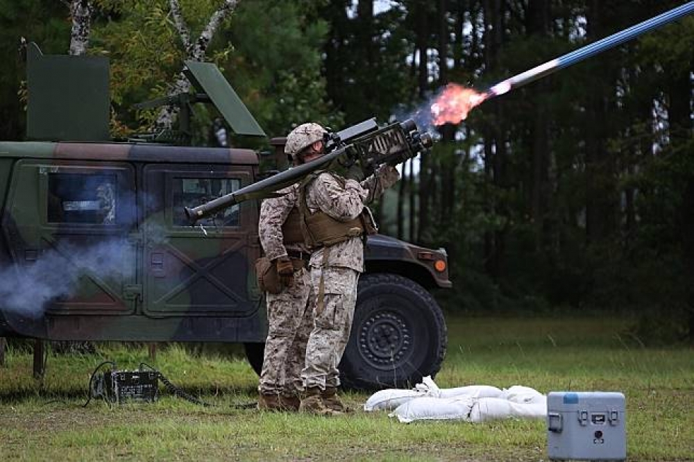 陸軍規劃向美採購300枚刺針飛彈，性能涵蓋小目標的無人機。（翻攝自美國陸戰隊）