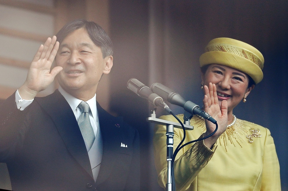 日本德仁天皇與皇后雅子。（湯森路透）