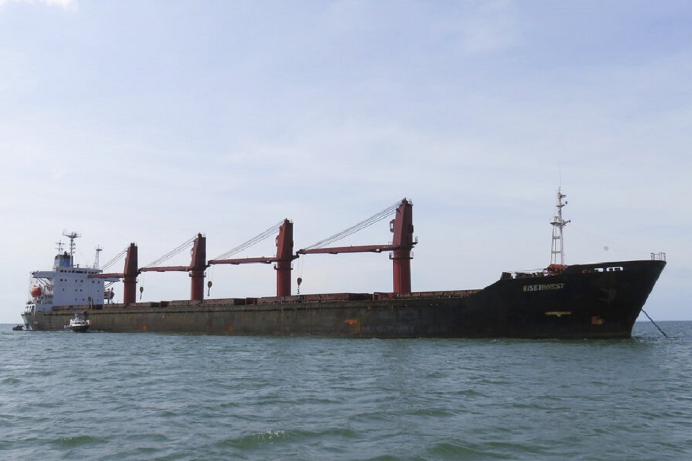 9日美國司法部發布圖片顯示北韓貨輪「智誠號」，目前已被美國以違反聯合國制裁名義扣押。（美聯社）