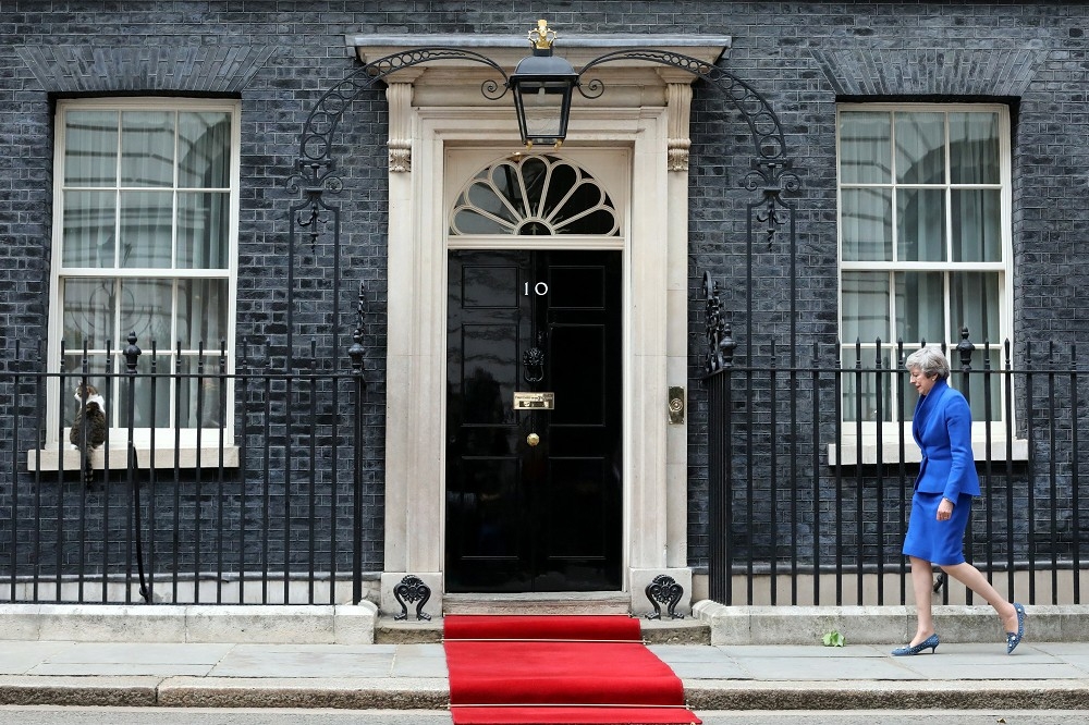 英國首相梅伊7日提出辭呈，準備卸任英國首相。（湯森路透）