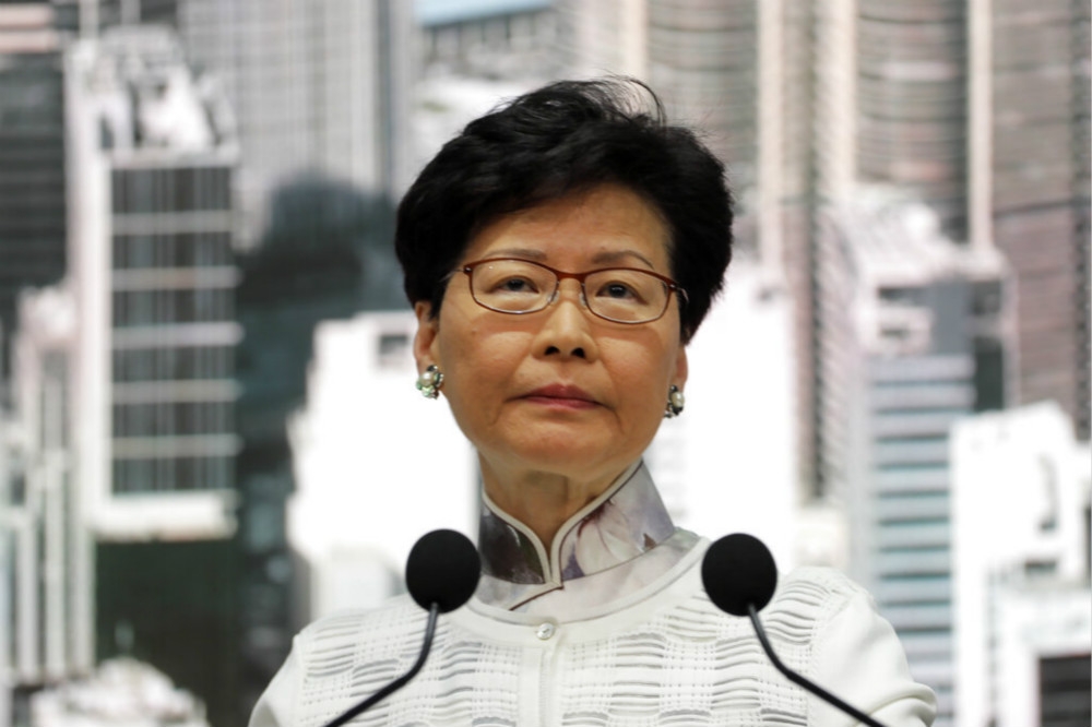 香港特首林鄭月娥宣布，暫緩修訂《逃犯條例》。（美聯社）