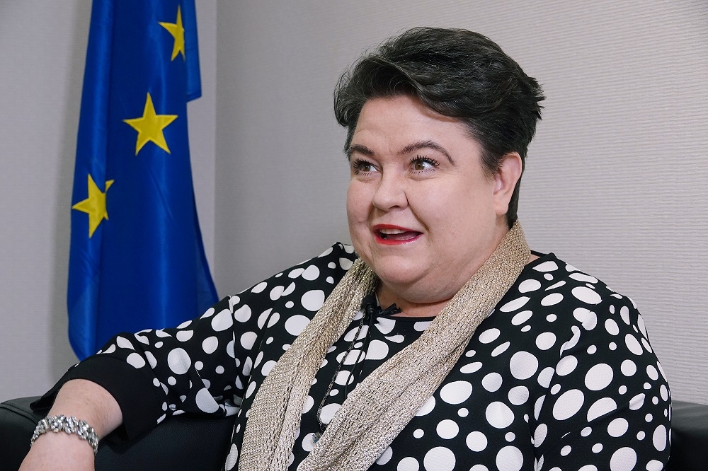 歐盟經貿辦事處長馬澤璉接受《上報》專訪。（攝影：羅佳蓉）