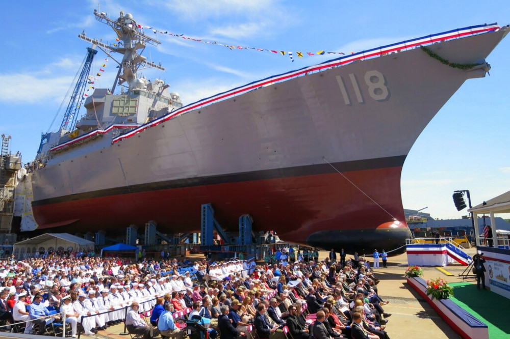 美海軍新伯克級驅逐艦「井上號」舉行祝福儀式。（美聯社）