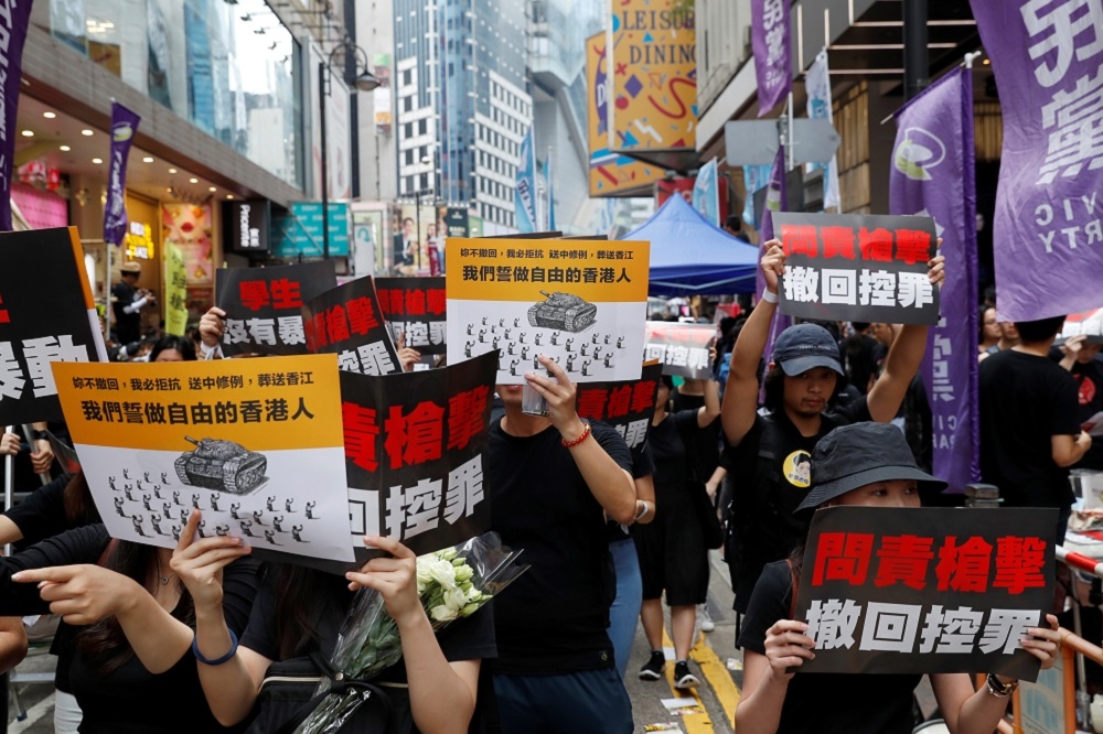 香港人民發起「反送中」運動，要求取消修訂《逃犯條例》。（湯森路透）