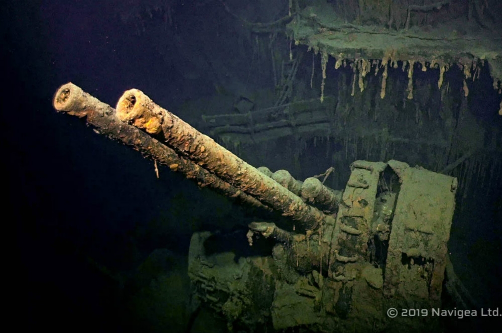 前日本帝國海軍重巡洋艦「摩耶號」遺骸於巴拉望海底現蹤。（圖片取自RV Petrel臉書）