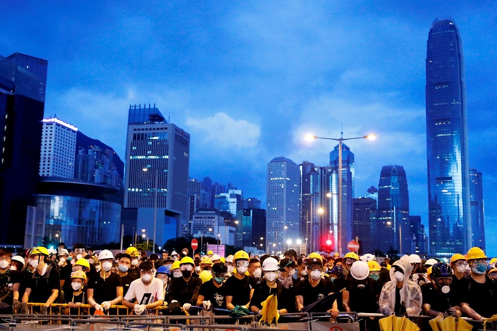 香港反送中的抗議民眾。（湯森路透）