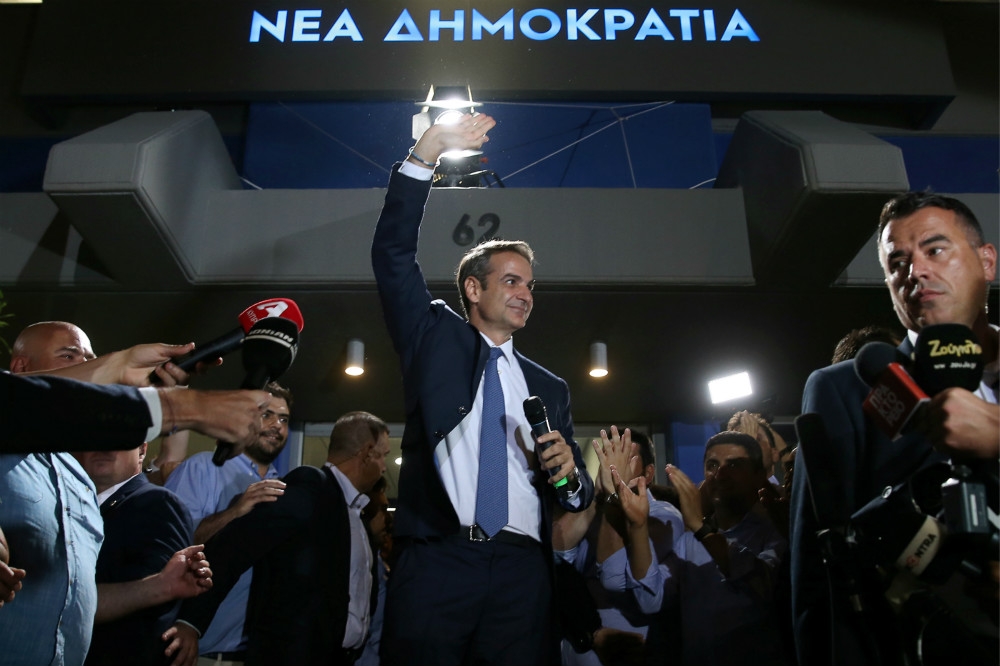 打敗執政黨、帶領新民主黨重返執政的黨魁米佐塔基斯，他將成為希臘下任總理。（湯森路透）