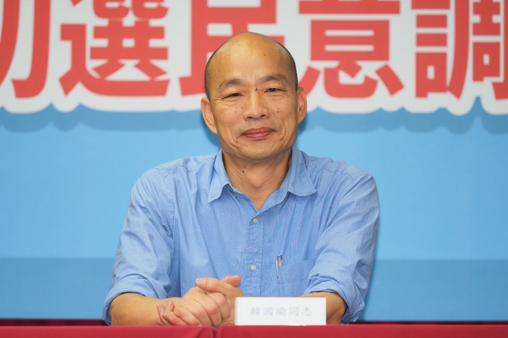 台灣競爭力論壇學會主辦「2020總統立委大選首次民調發布會」，民調結果顯示韓（圖）支持度37.2%，領先蔡的25%、柯的21.5%。（攝影：李景濤）