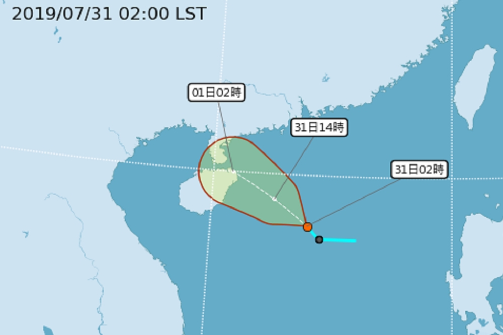 2019年第7號颱風「薇帕」最快31日生成，中央氣象局提醒，對台無直接影響，需要嚴防午後雷雨。（圖片取自中央氣象局）
