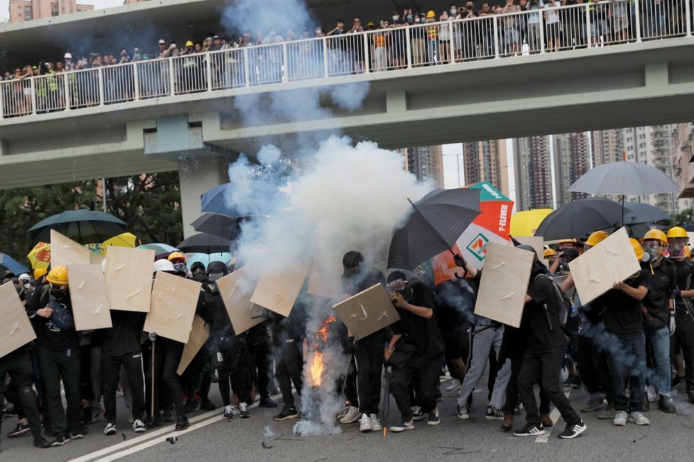 香港5日發起罷市、罷工、罷課活動。（湯森路透）