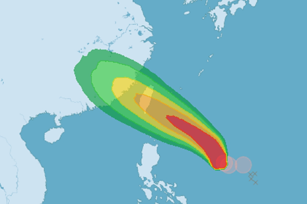 中央氣象局表示，最快將於23日上半天發布「白鹿」的海上颱風警報，下半天發布陸上颱風警報。（圖片取自中央氣象局）