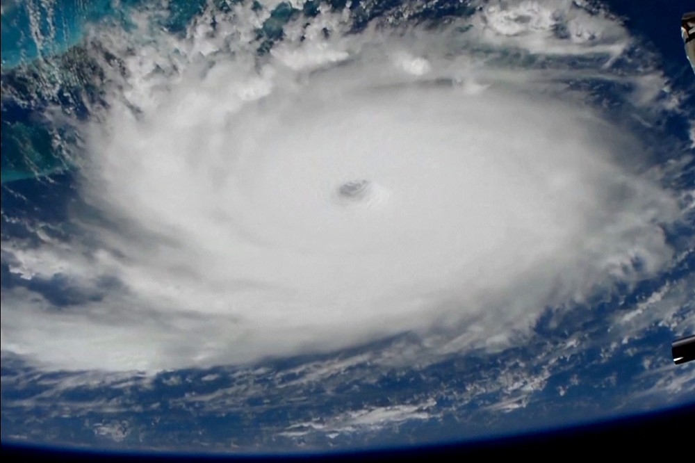 1日從國際太空站上觀看颶風多利安。（湯森路透）
