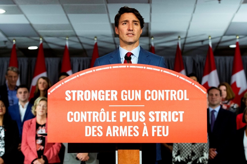 20日加拿大總理杜魯道表示，若當選將推出更嚴謹的槍枝管制政策。（湯森路透）