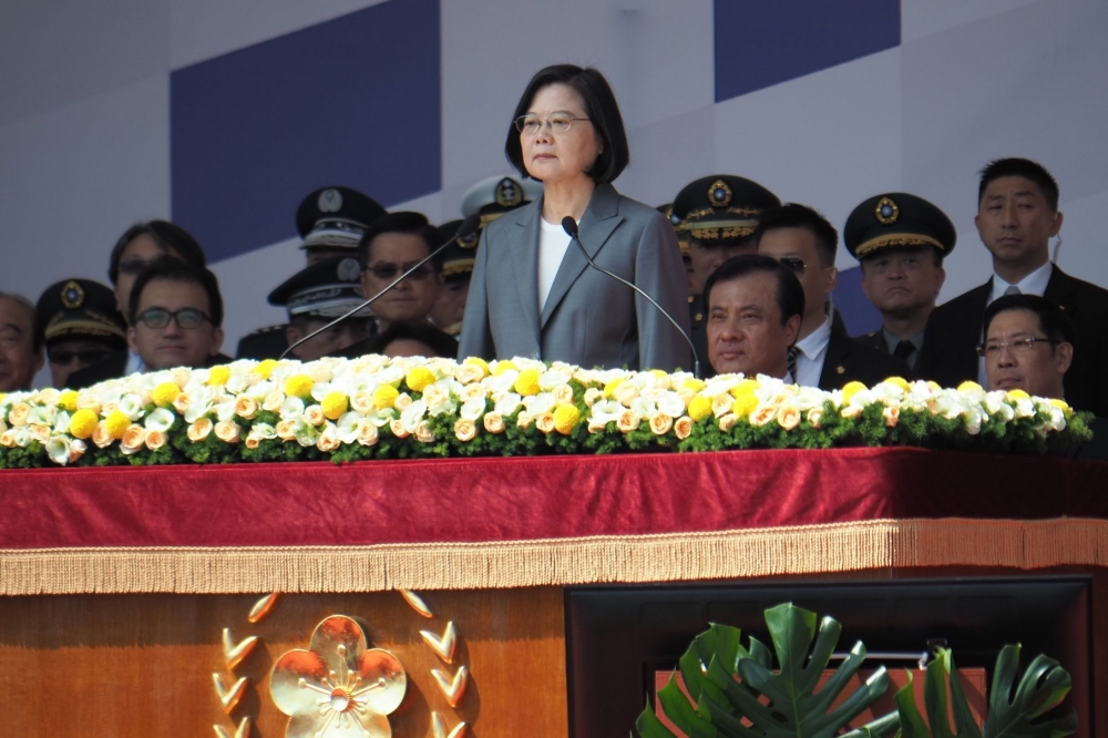蔡英文總統10日發表國慶演說，強調拒絕「一國兩制」是台灣社會最大的共識。（李景濤攝）