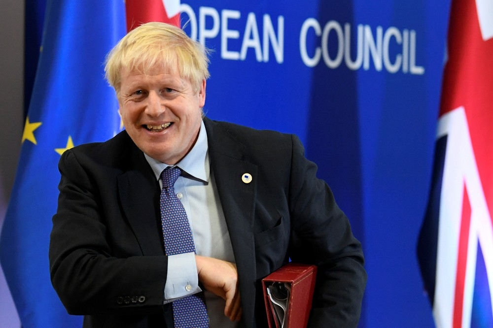 英國首相強森與歐盟達成新協議。（湯森路透）