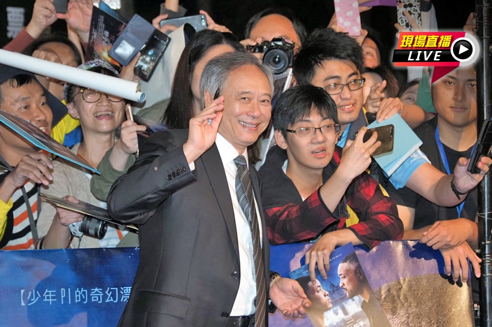 台灣知名導演李安、影星威爾史密斯攜手來台宣傳電影《雙子殺手》。 （張家銘攝）