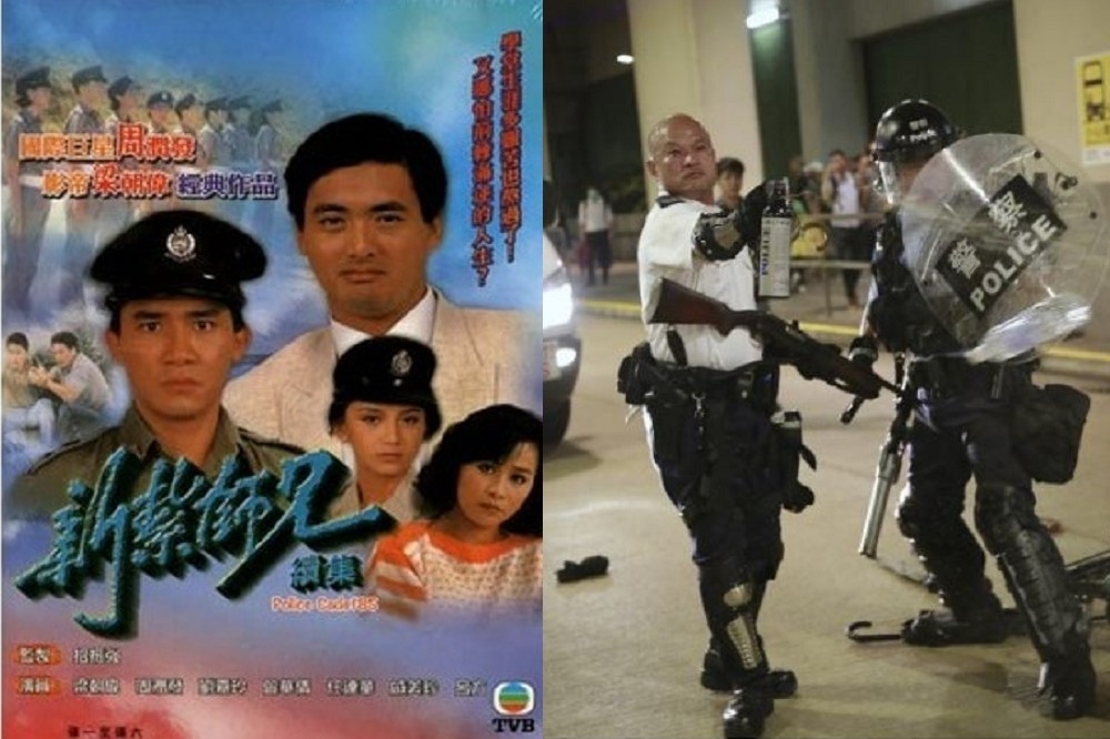 港警曾是受人尊敬的「新紮師兄」，如今在中國支持下警權大肆膨脹，他們現在可能連林鄭都不放在眼裏了。（合成照片：維基百科／網路截圖）