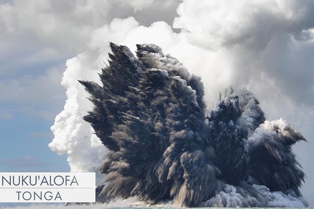 海底火山爆發在東加王國相當常見。此為示意圖。（圖片取自影片）