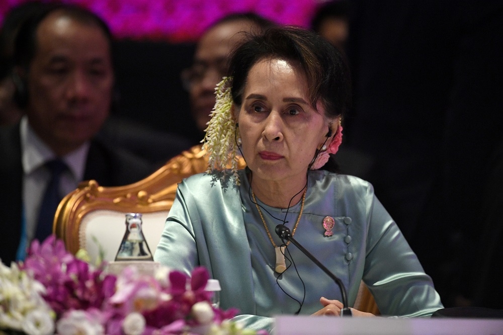 緬甸國務資政翁山蘇姬（Aung San Suu Kyi）。（湯森路透）