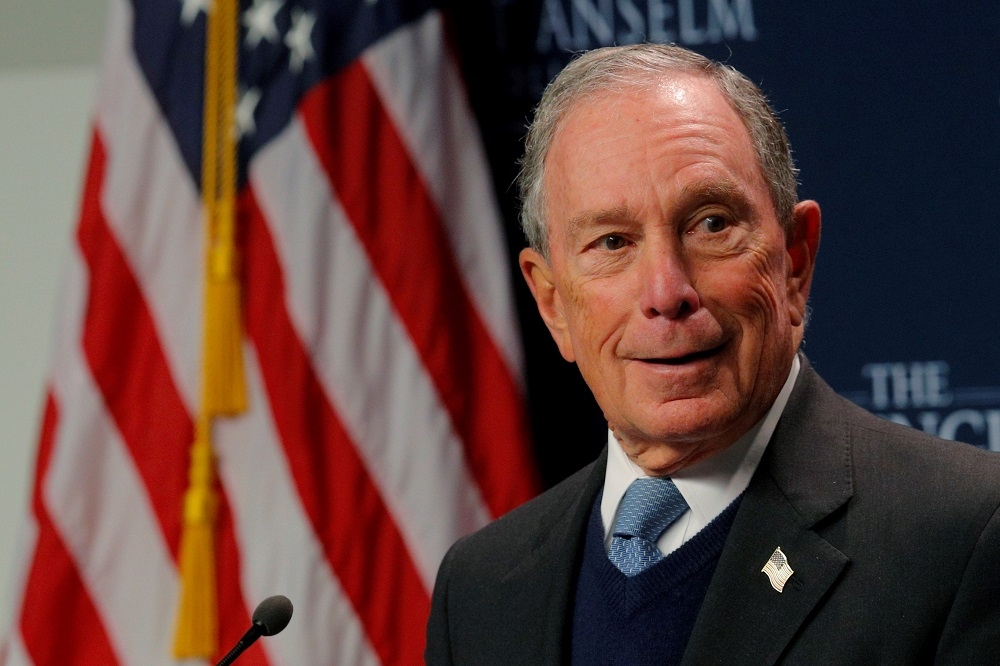 美國紐約前市長、彭博新聞社（Bloomberg News）創辦人彭博（Michael Bloomberg），正式宣布參與民主黨總統選舉初選。（湯森路透）