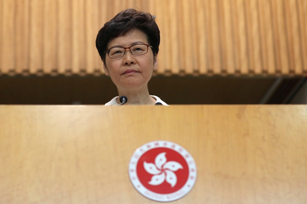 香港特首林鄭月娥14日上午赴北京，將會與中國國家主席習近平會面。（湯森路透）