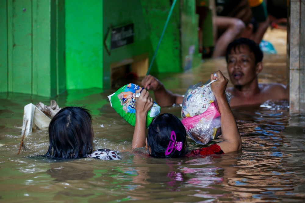 印尼首都雅加達年初就遭洪水洗禮。（湯森路透）