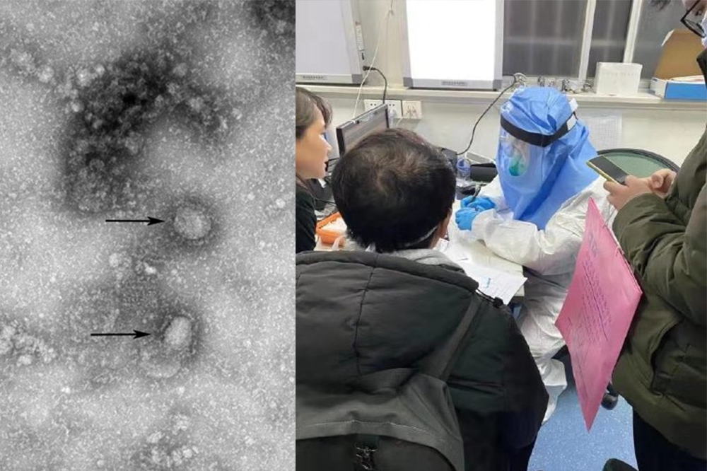 武漢新型冠狀病毒肺炎案例續升，有醫院穿上全套防護衣物應診。（翻攝微博、IVDC, China CDC）