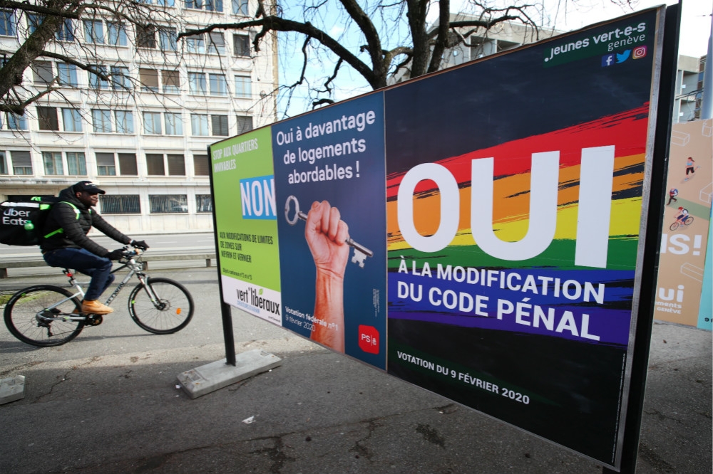 瑞士即將在16日舉行公投，決定是否立法禁止「恐同」的仇恨與歧視言論。（湯森路透）