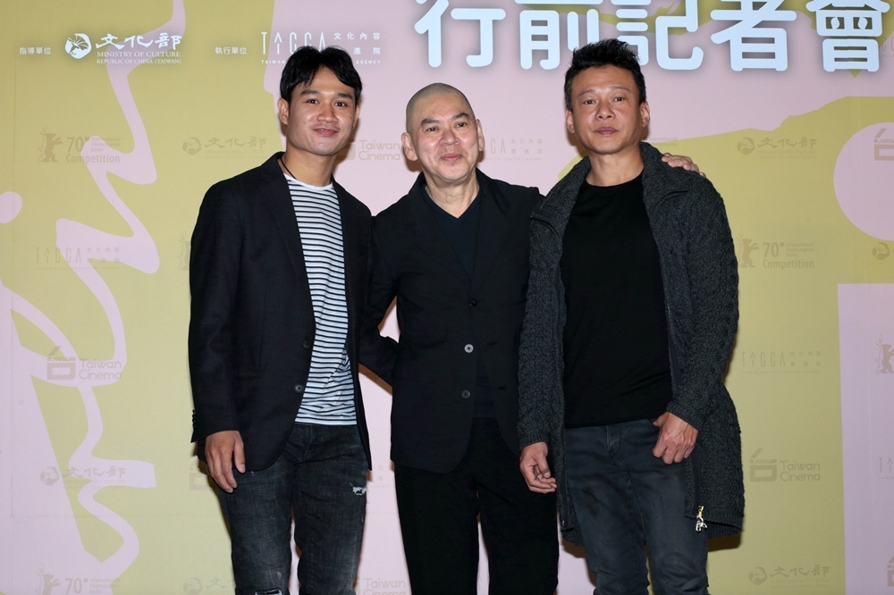 《日子》演員亞儂弘尚希（左至右）、導演蔡明亮、演員李康生（楊約翰攝）