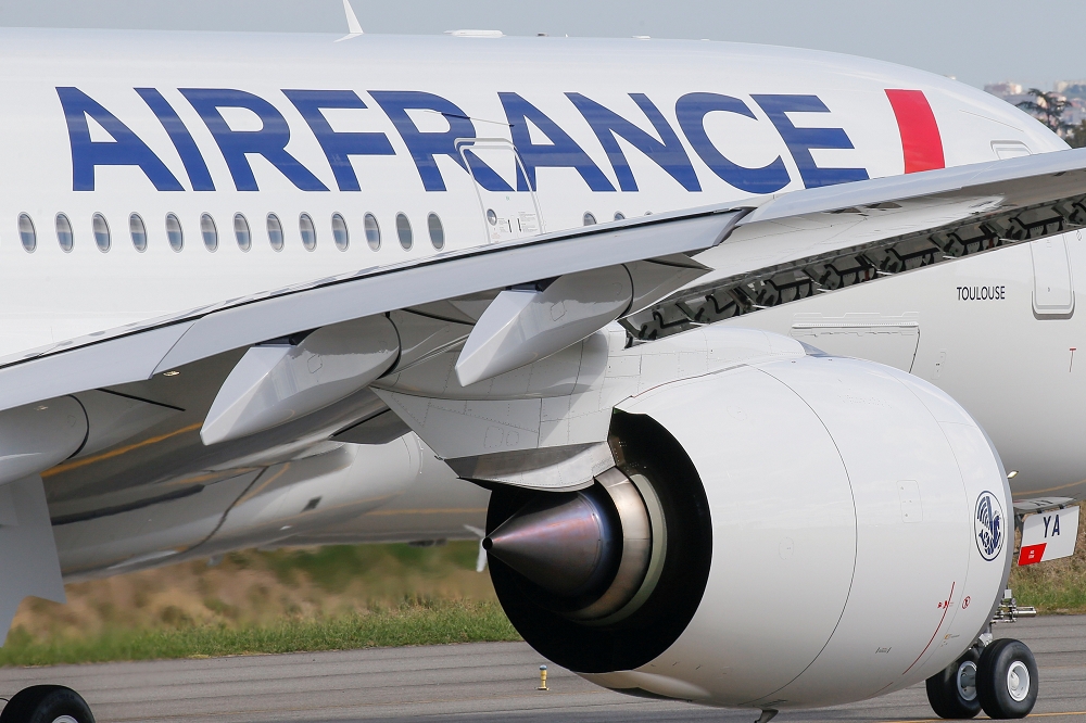法荷航空集團10日宣布，由於載客量減少，10日起至3月29日將停飛巴黎-台北。圖為法國航空（Air France）。（湯森路透）