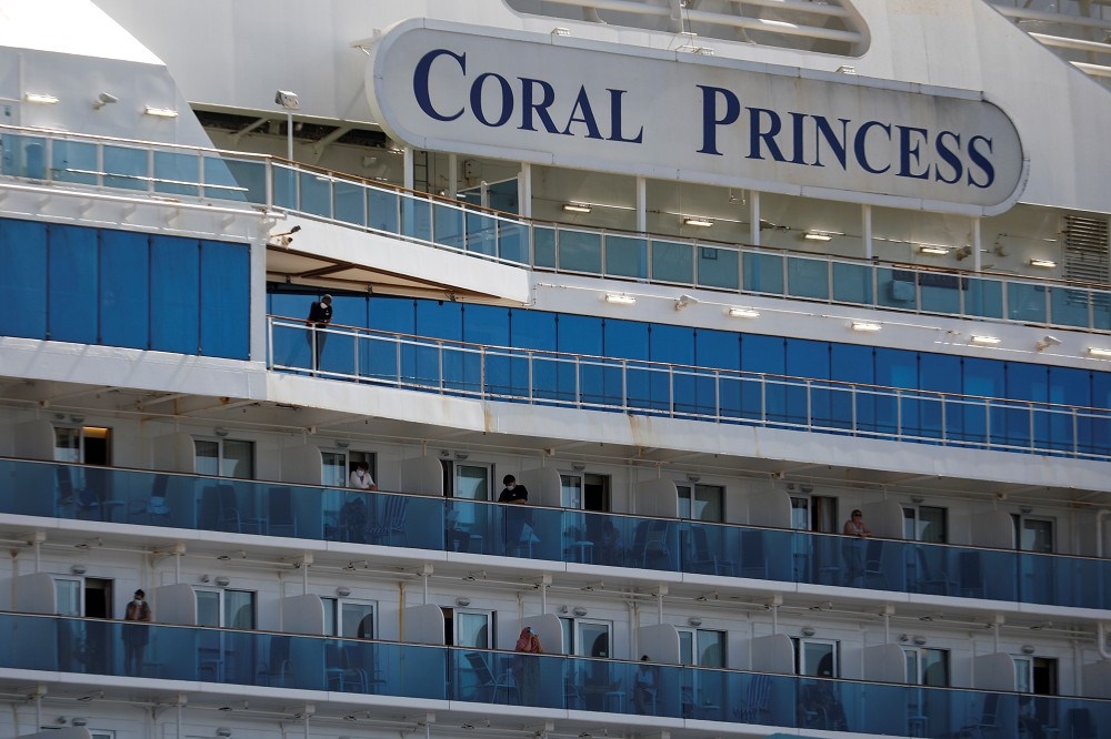 郵輪「珊瑚公主號」停靠在邁阿密港口。（湯森路透）