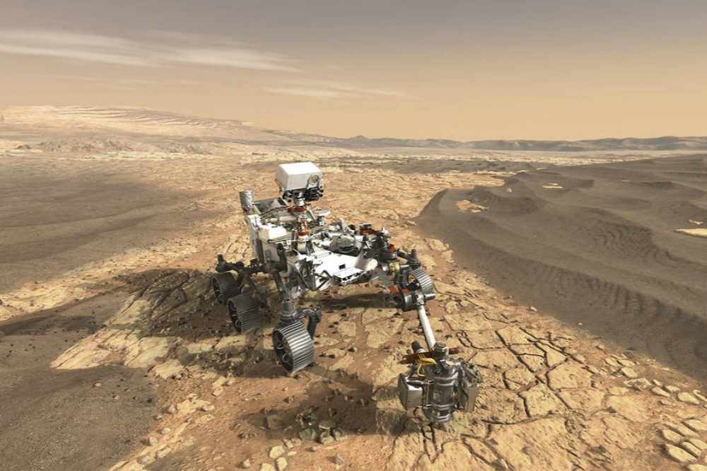 美國「火星2020」探測器登陸示意圖。（圖片取自美國航太總署）
