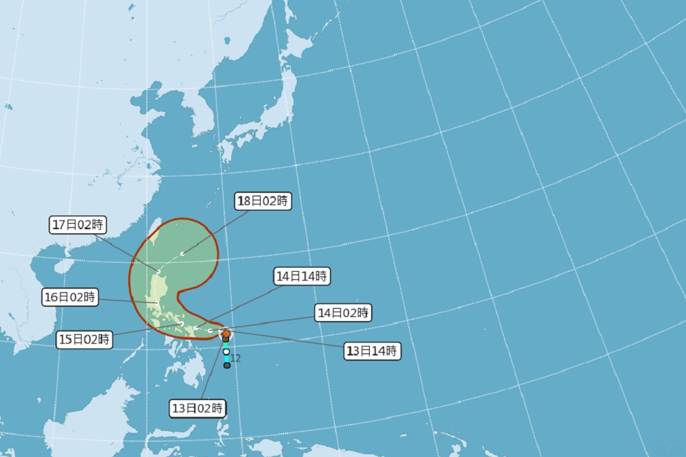 2020年今年西太平洋的第一個颱風「黃蜂」在12日晚上8點生成。（取自中央氣象局官網）