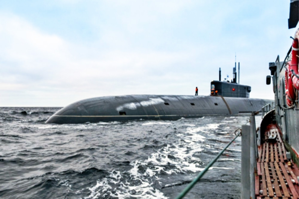 俄羅斯「北風之神A級」核子潛艦弗拉基米爾大公號編列服役。（圖片取自俄羅斯國防部）