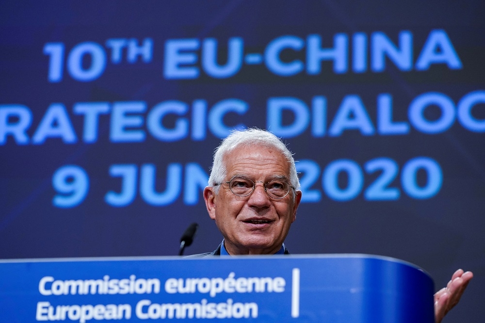 歐盟外交政策高級代表波瑞爾（Josep Borrell）表示，中國與歐盟將進行龐大且積極的合作。（湯森路透）