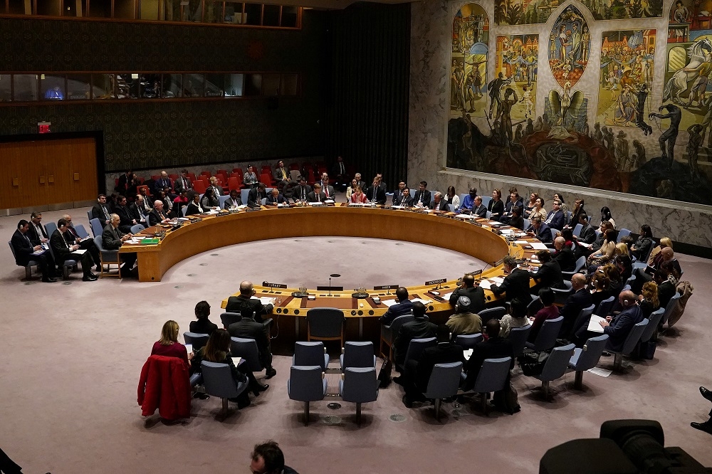 聯合國安理會2月在紐約討論敘利亞局勢。（湯森路透）