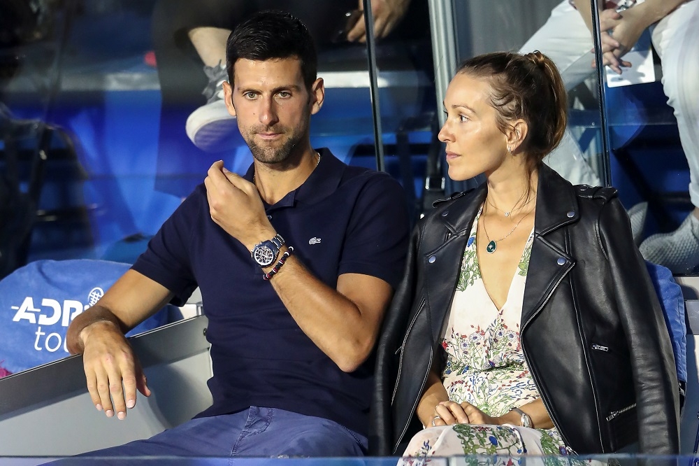網球「球王」喬科維奇和其妻子伊蓮娜（Jelena Ristic）皆確診感染新冠肺炎。（湯森路透）