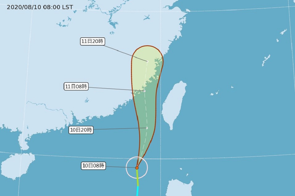 中央氣象局預報員陳伊秀表示9日生成，目前位於台灣西南方的熱帶性低氣壓TD7，最快10日下午增強為今年第6號颱風「米克拉」。（氣象局提供）