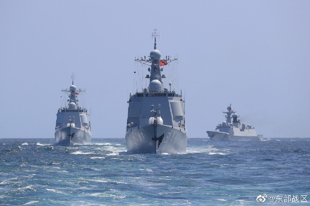 中國解放軍東部戰區13日表示將在台灣海峽，以多軍種進行連續組織實戰化演練。（取自解放軍東部戰區微博）