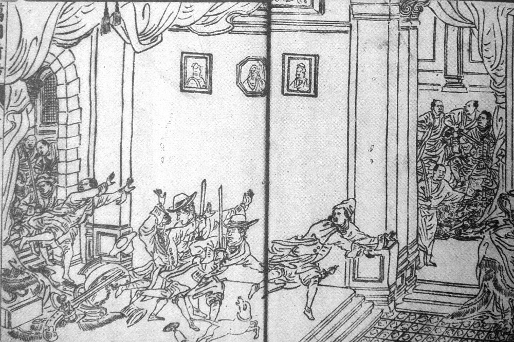 1628年，濱田彌兵衛綁架彼得·奴易茲，。荷、日兩方，均按照國際政治的正式程序處理此案，在國家層面上進行協商。這是台灣島上「史無前例」的事件。（圖片摘自維基百科）