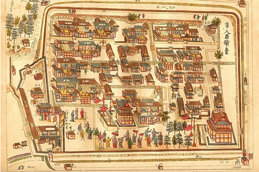 唐人屋敷過去日本江戶時代因為鎖國政策，於17世紀至19世紀期間在長崎設立專門供中國人使用的居住區。（維基百科）