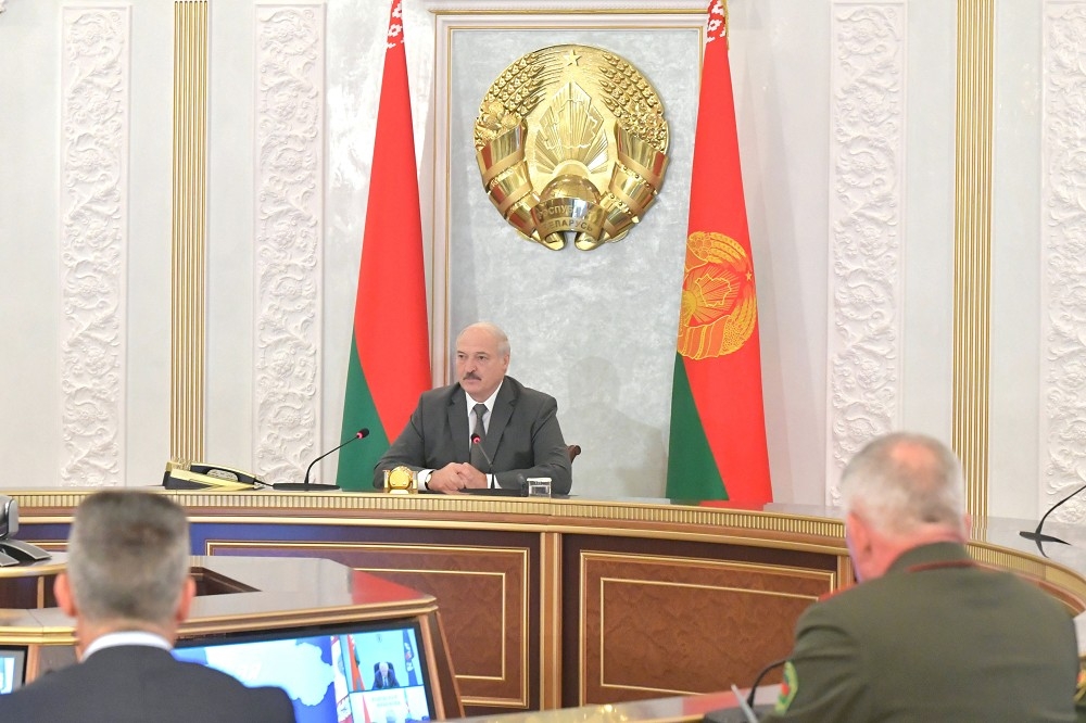 盧卡申科19日在白俄羅斯首都明斯克召開安全會議。（湯森路透）