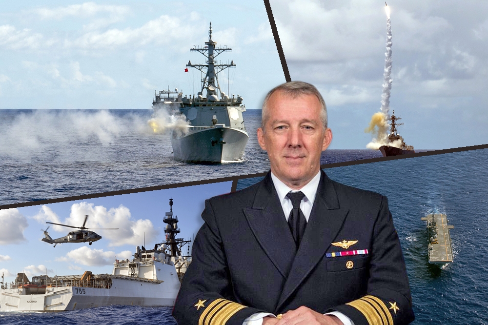 2020環太平洋演習登場，美國第3艦隊司令康恩27日對中國近來南海示威僅強調，將堅定維持南海行動。（合成畫面／US Navy、RIMPAC Flickr）