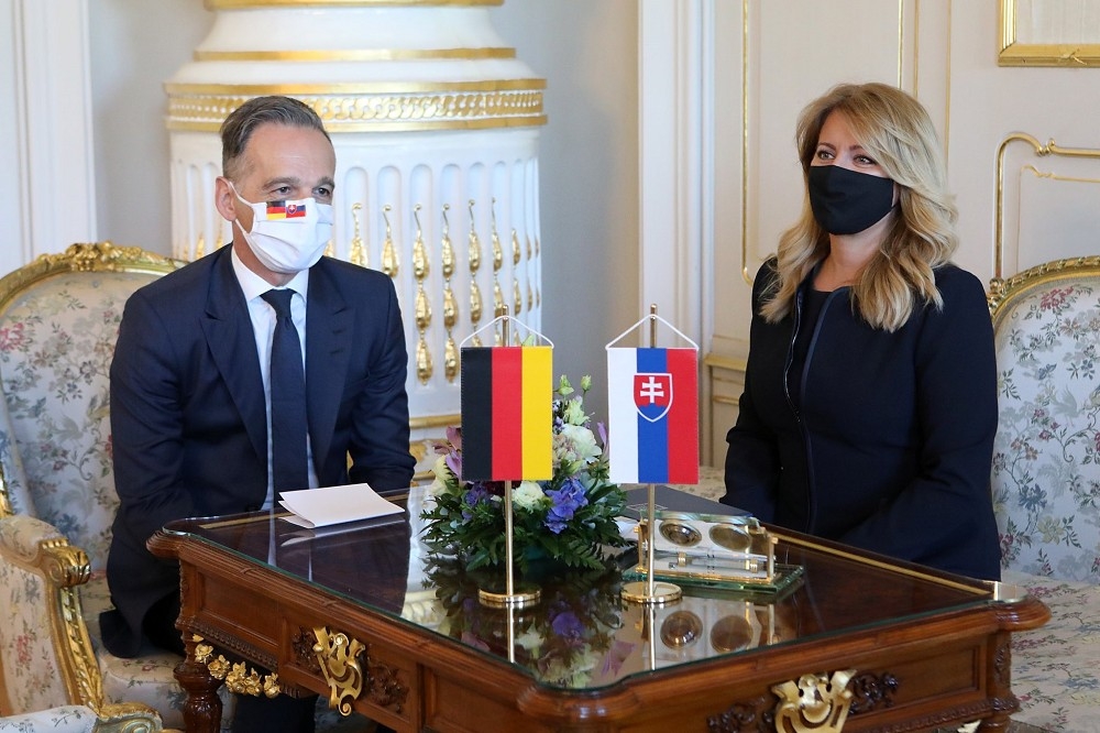 斯洛伐克總統查普托娃與德國外交部長馬斯。（Zuzana Čaputová twitter）