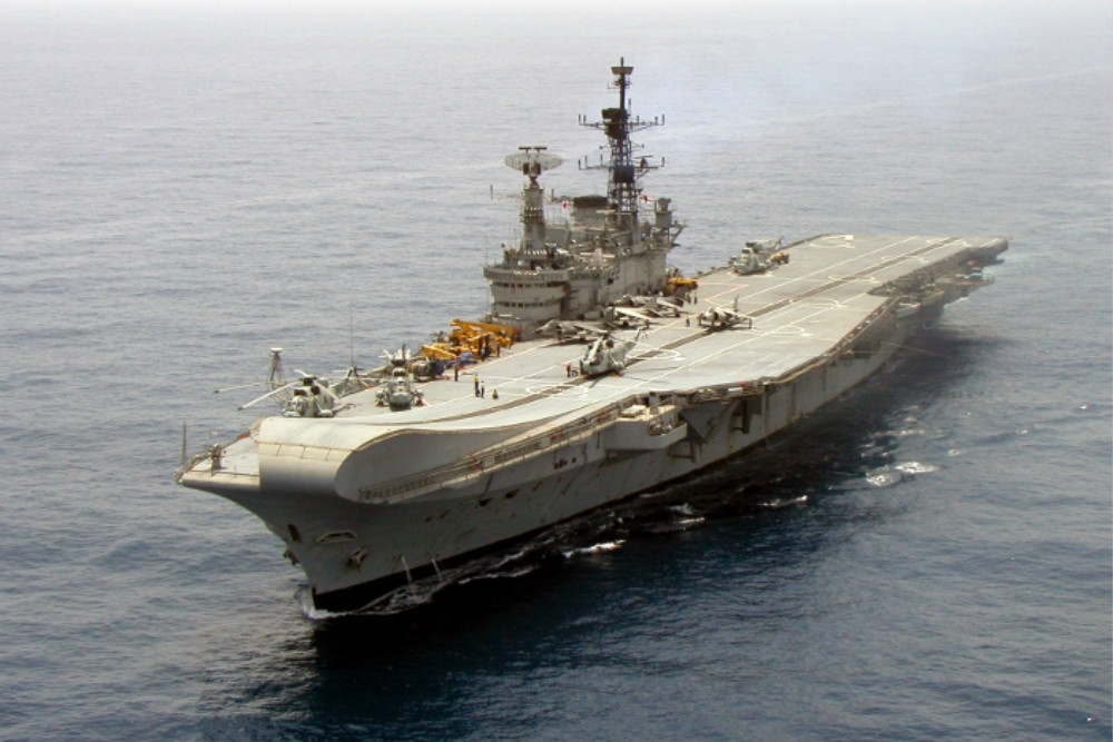 已退役的印度海軍前航空母艦「維拉特號」。（圖片取自印度國防部）