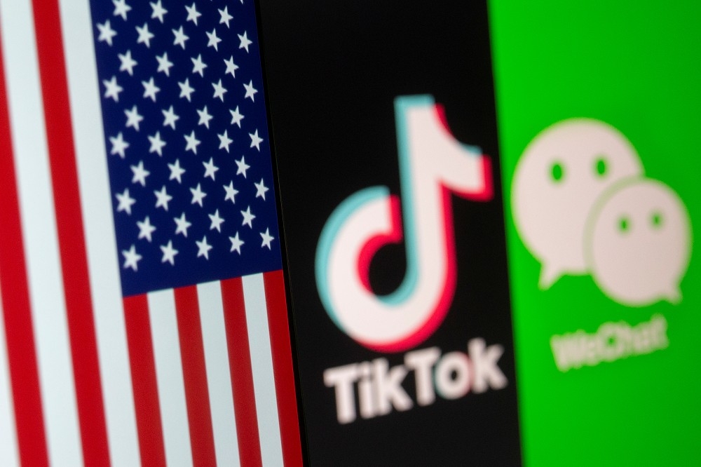 美國商務部宣布20日下架中國社交app wechat 與 Tiktok。（湯森路透）