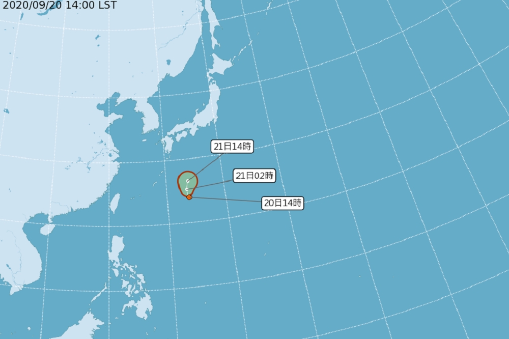 20日下午日本南方海面有一熱帶性低氣壓生成，對台灣無太大影響，但直到今日，今年西北太平洋的颱風生成數與往年相較減少了四成。（中央氣象局提供）